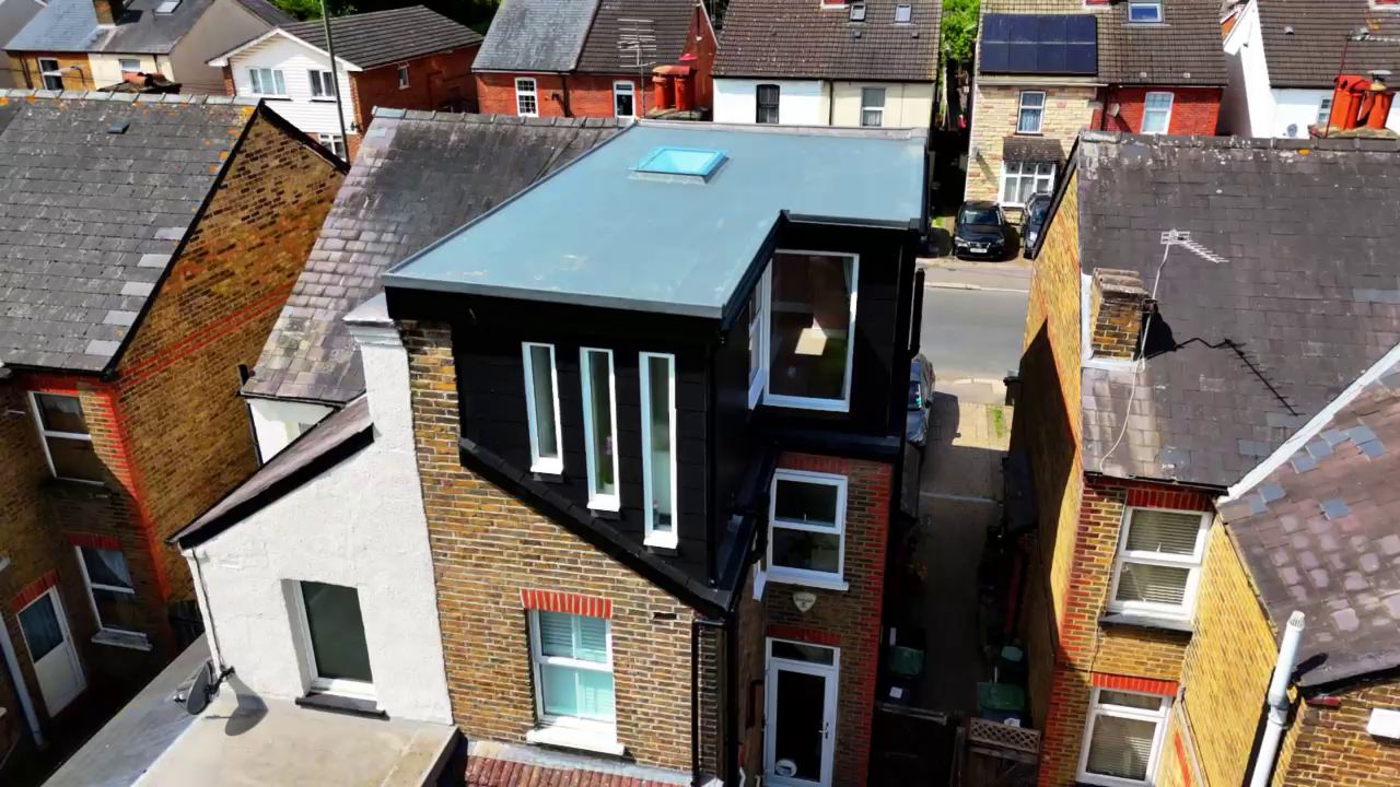 Aerial view of the finished rear dormer loft conversion